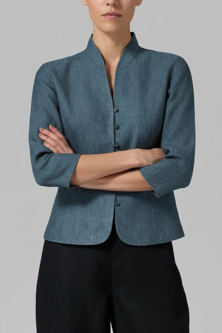 Women’s Button Front Blazer with Stand Collar