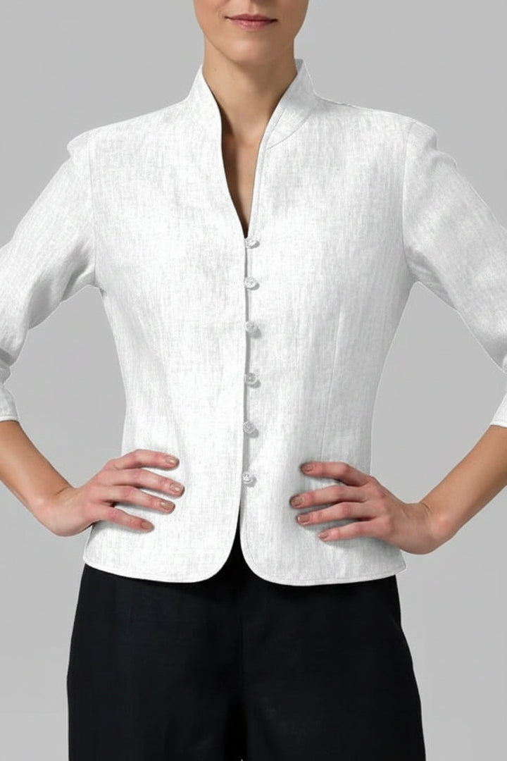 Women’s Button Front Blazer with Stand Collar