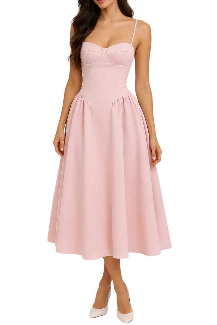Women’s Corset Bodice A-Line Midi Dress
