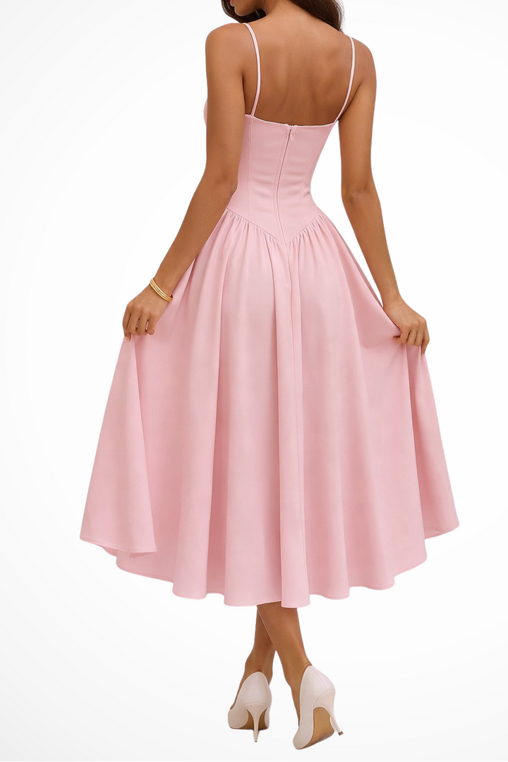 Women’s Corset Bodice A-Line Midi Dress
