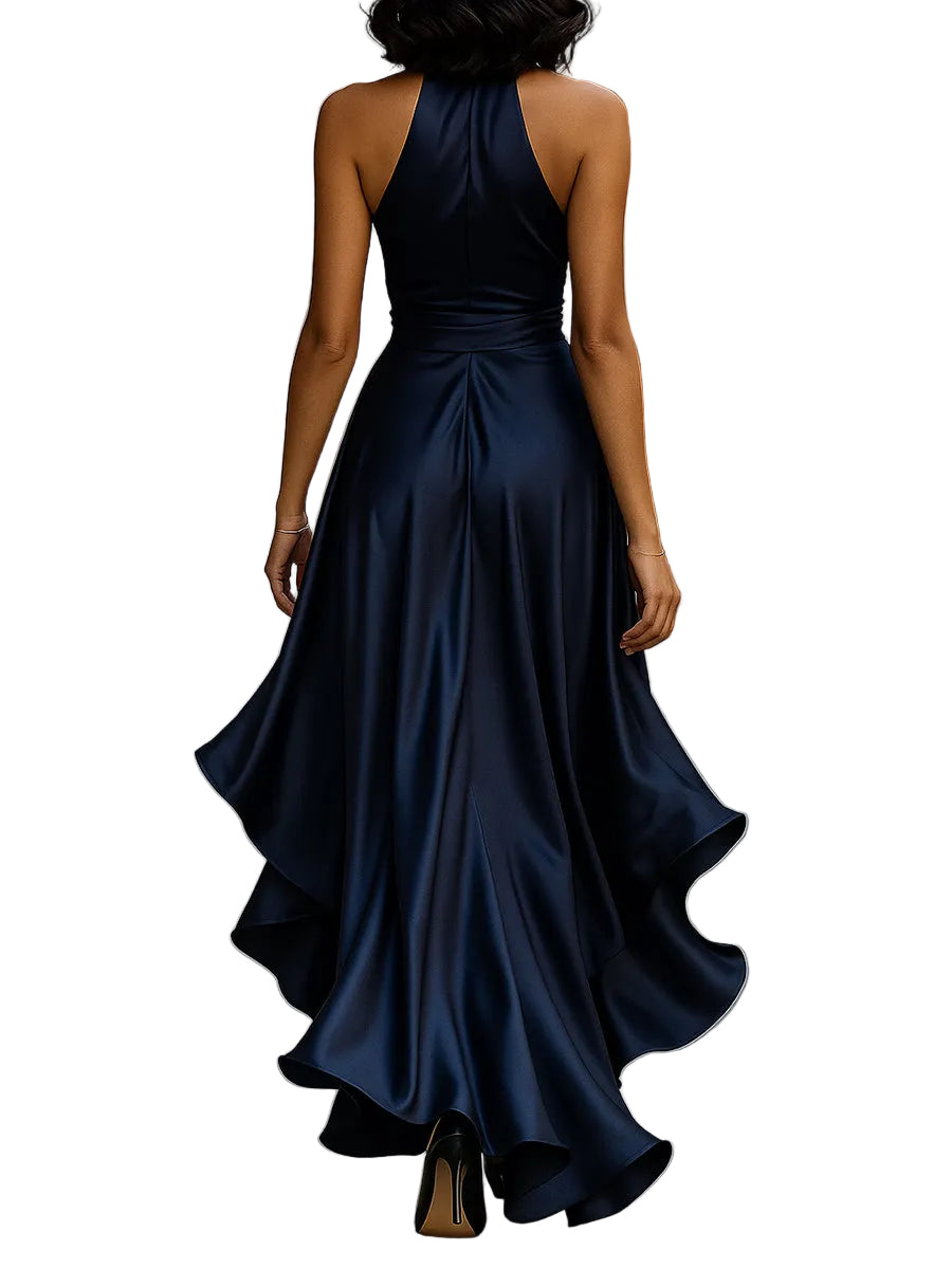 Women’s Halter Neck Ruffle Wrap Maxi Dress