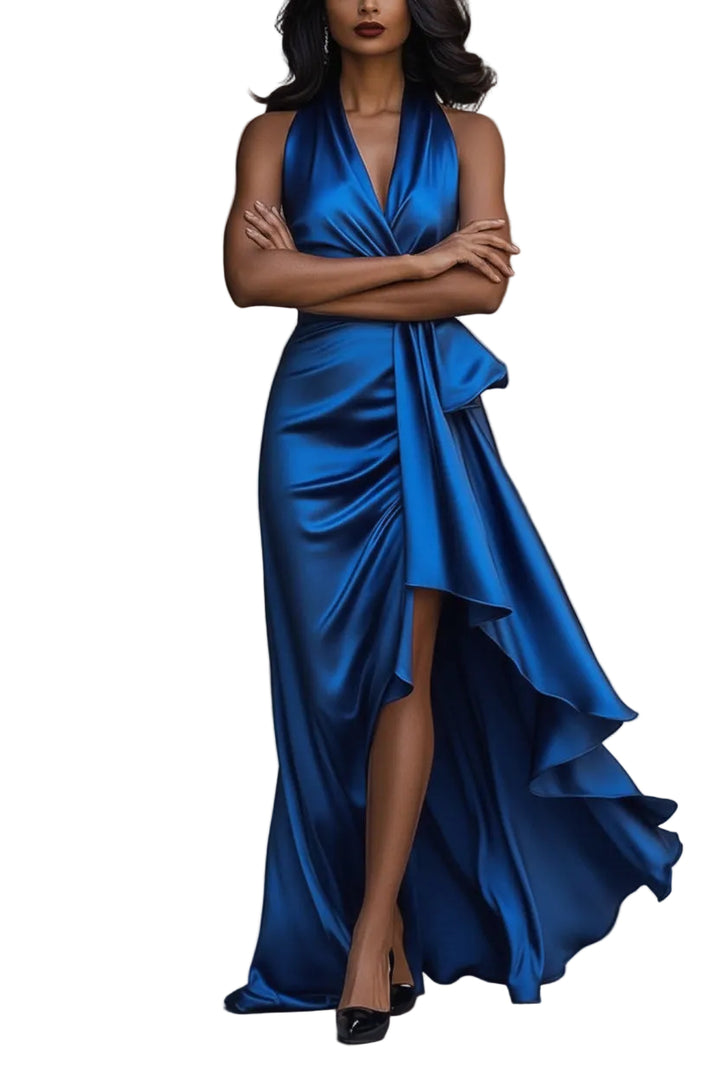 Women’s Halter Neck Ruffle Wrap Maxi Dress