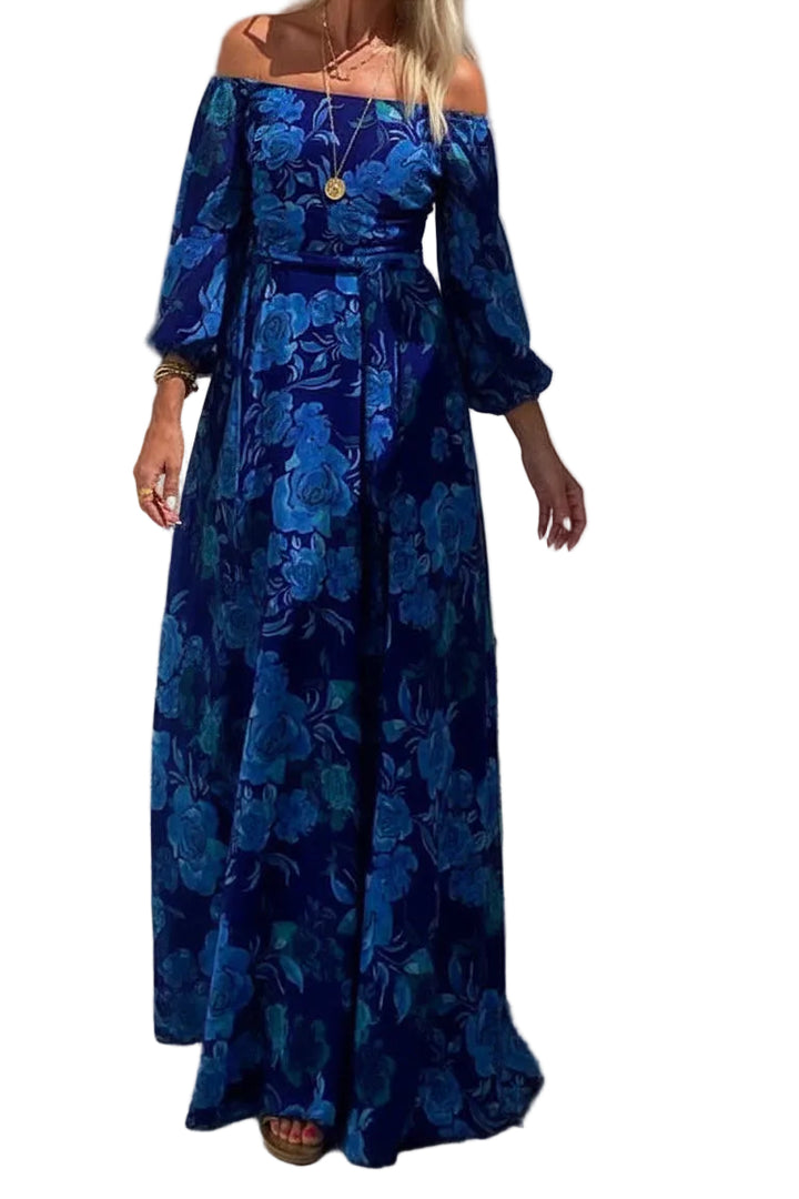 Women’s Off Shoulder Floral Long Sleeve Maxi Dress