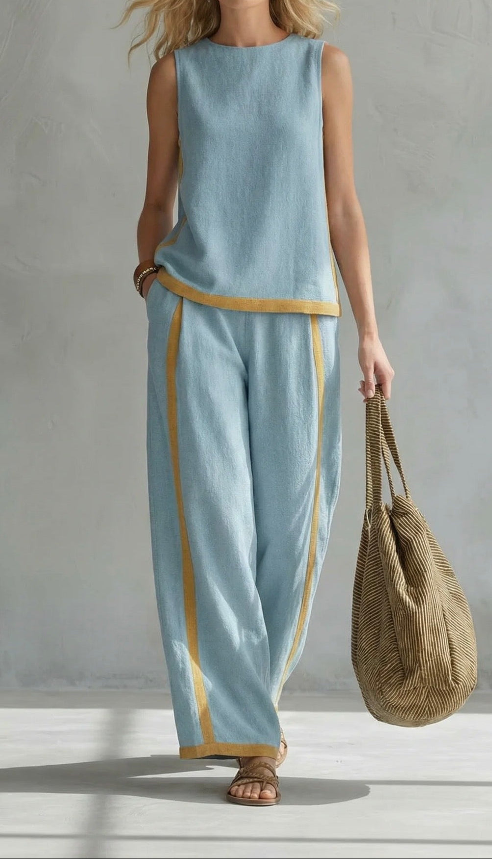 Women’s Sleeveless Top Wide Leg Pants Two Piece Set
