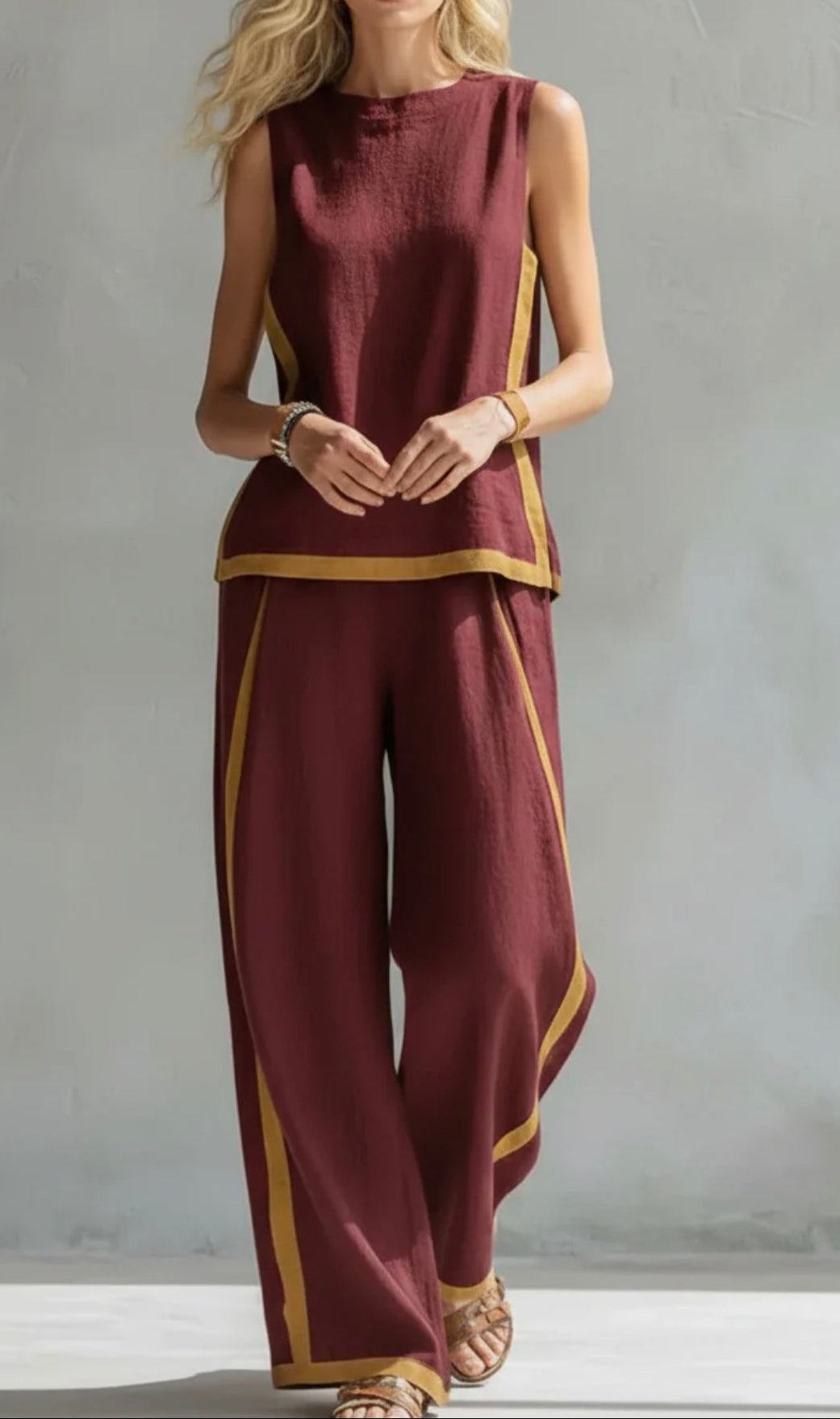 Women’s Sleeveless Top Wide Leg Pants Two Piece Set