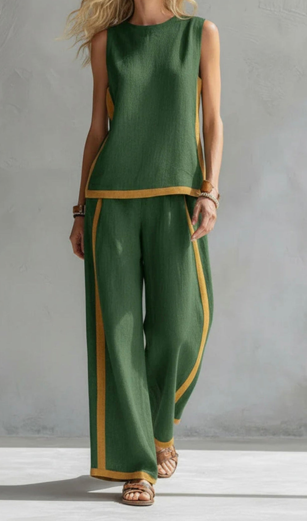 Women’s Sleeveless Top Wide Leg Pants Two Piece Set