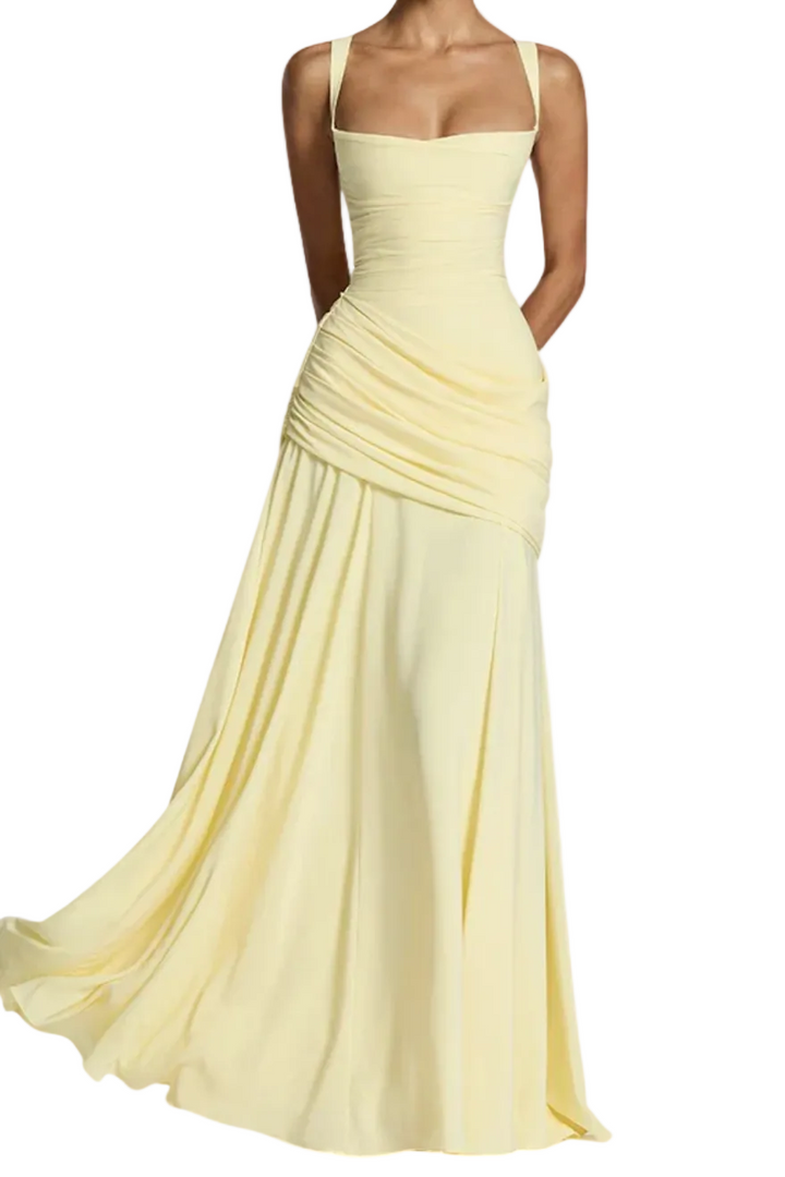Women’s Square Neck Ruched Maxi Dress