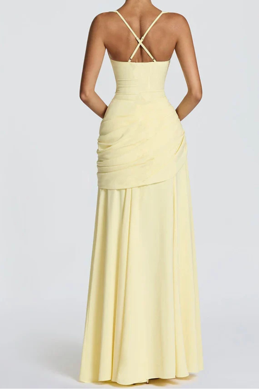 Women’s Square Neck Ruched Maxi Dress