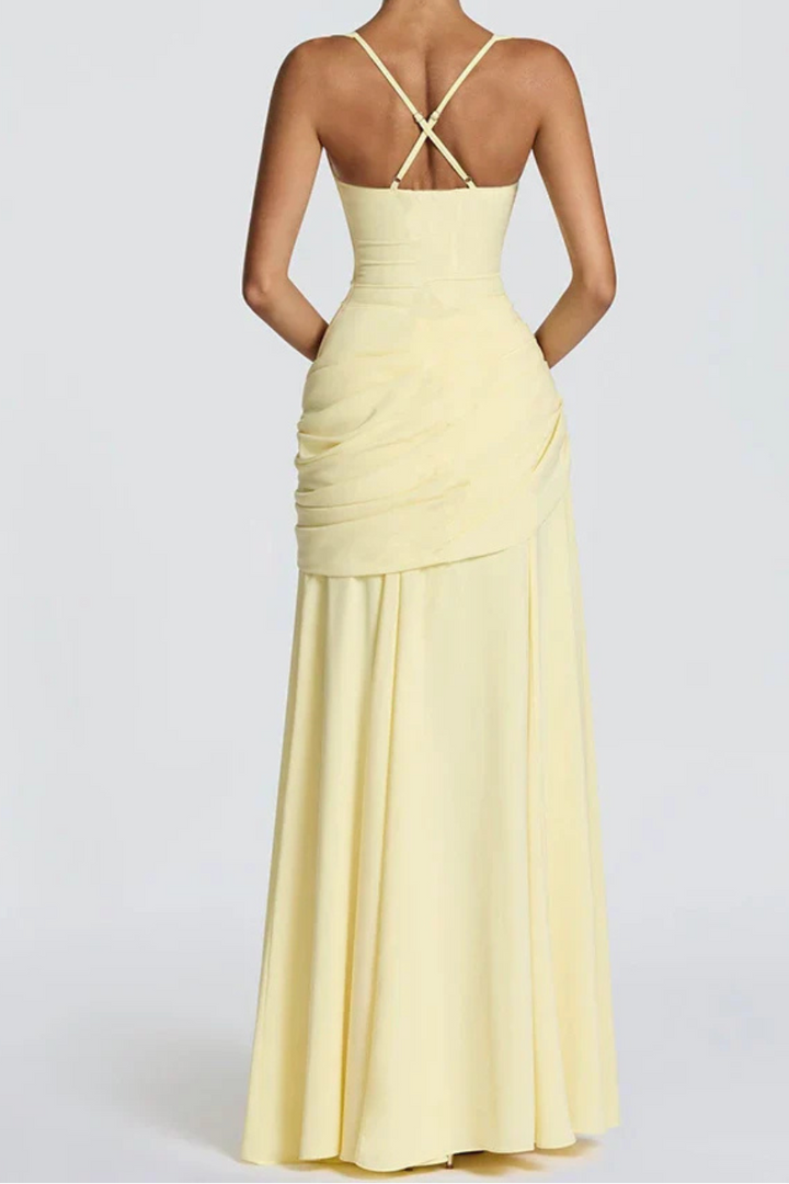 Women’s Square Neck Ruched Maxi Dress