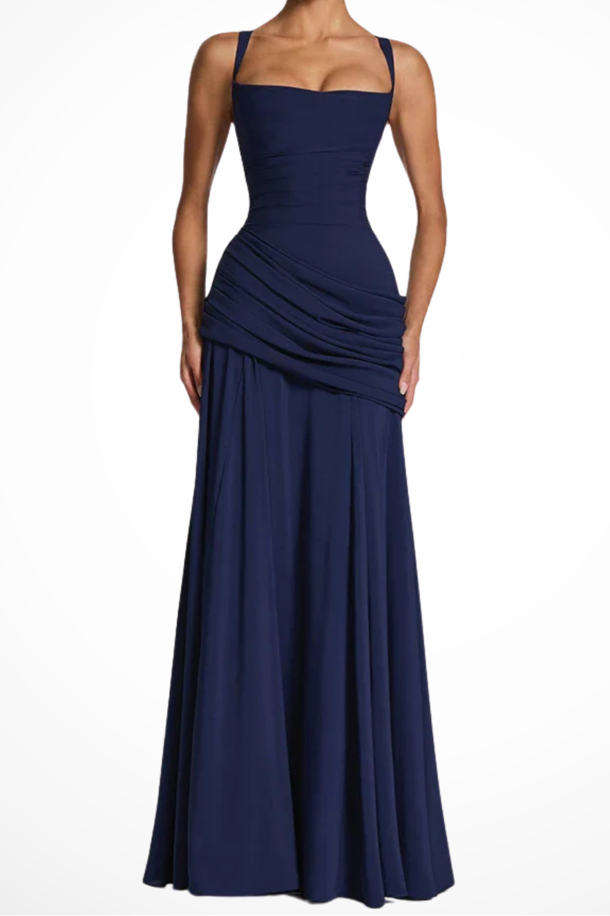 Women’s Square Neck Ruched Maxi Dress