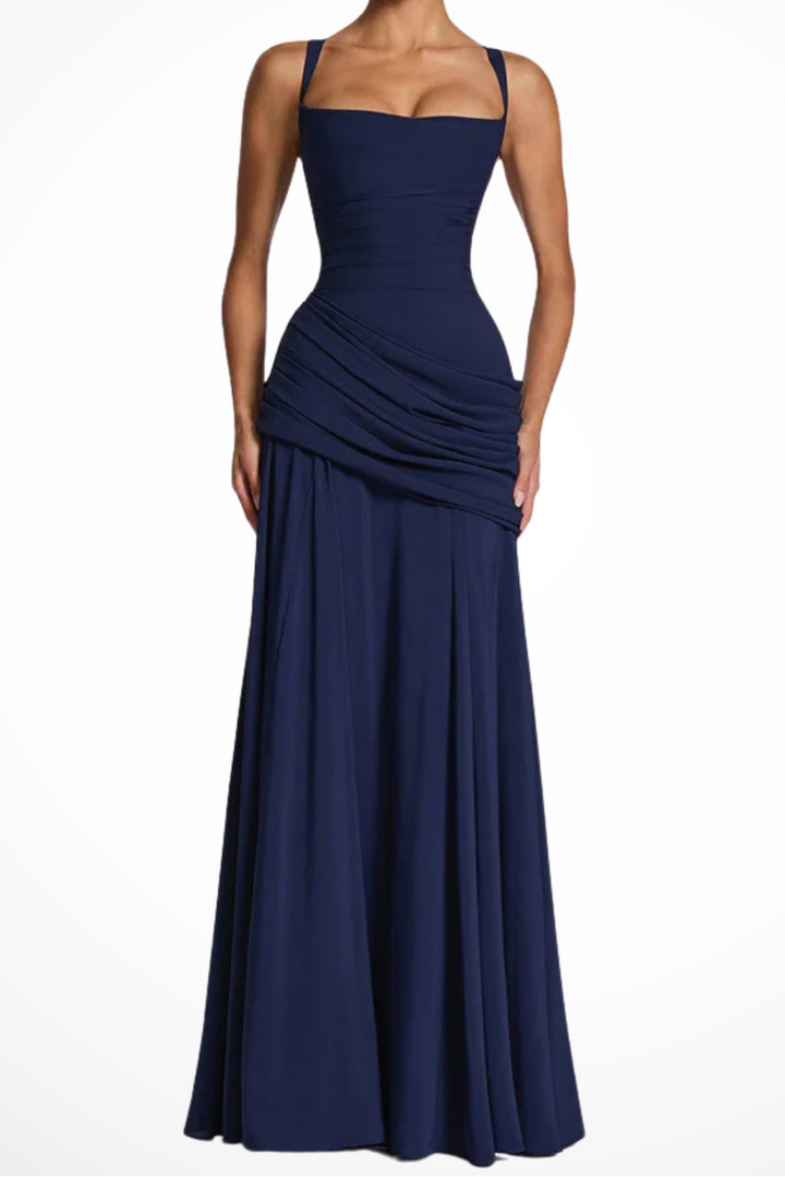 Women’s Square Neck Ruched Maxi Dress