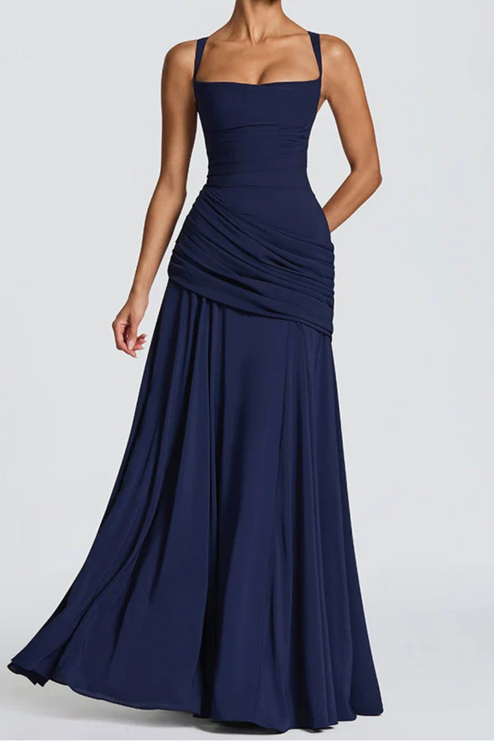 Women’s Square Neck Ruched Maxi Dress