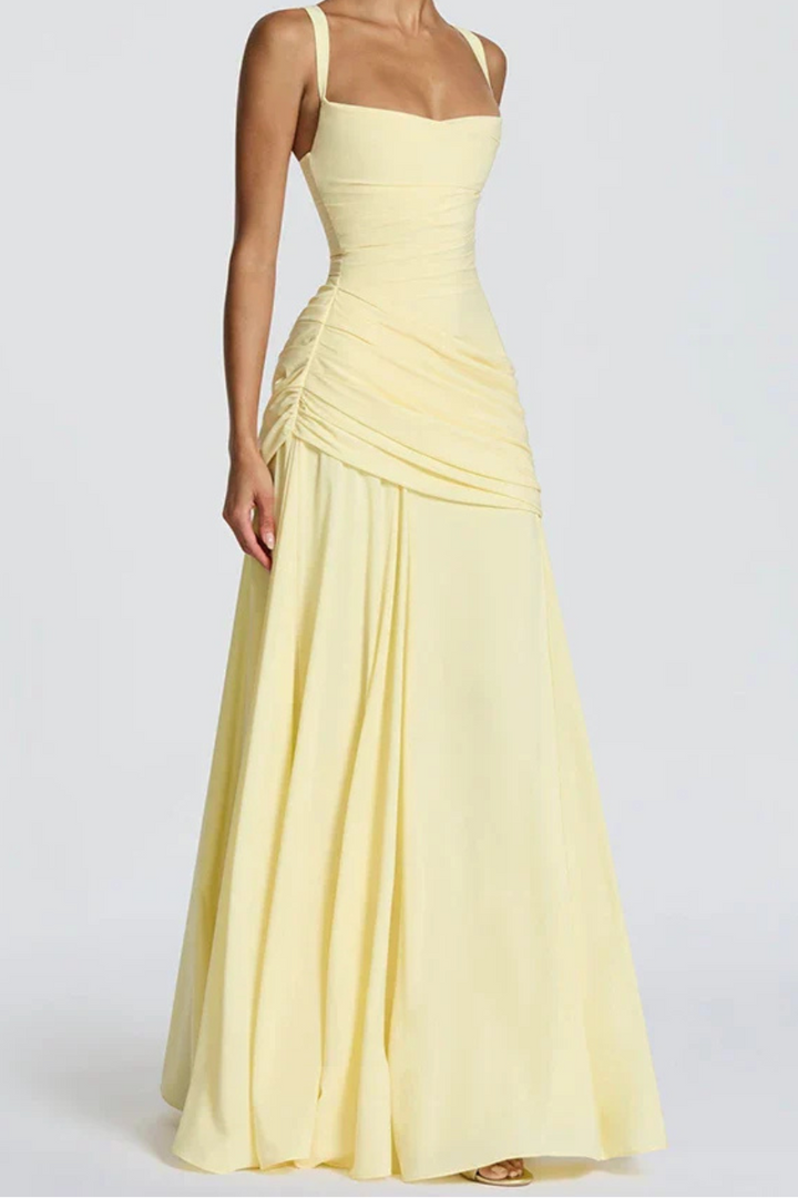 Women’s Square Neck Ruched Maxi Dress