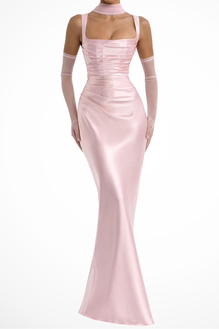 Women’s Square Neck Ruched Maxi Dress