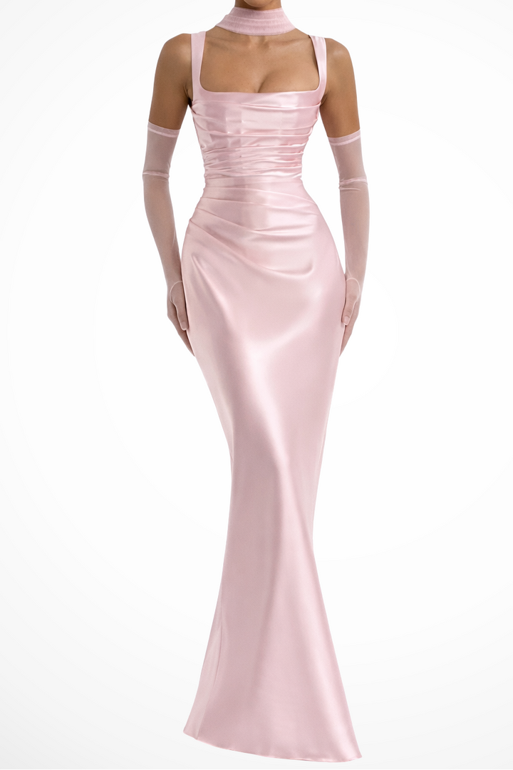 Women’s Square Neck Ruched Maxi Dress